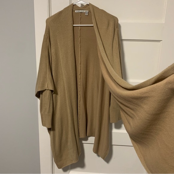 Open Front Poncho Cardigan Sweater, Size S, Color Tan - Picture 8 of 10